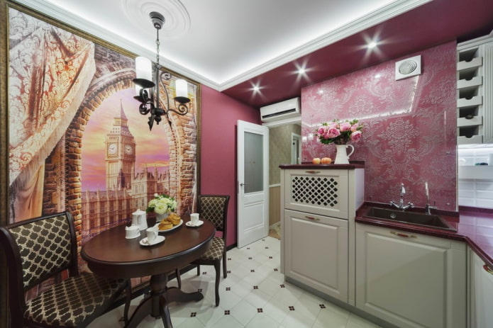 wall cladding in the interior of a classic kitchen