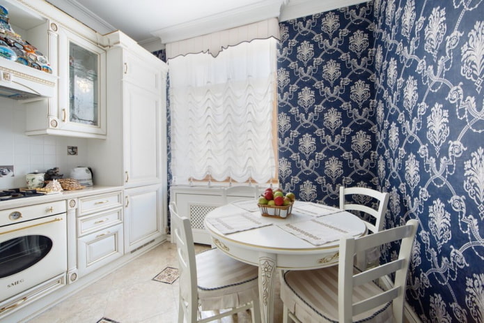 wall cladding in the interior of a classic kitchen