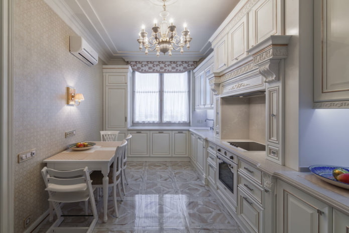 floor finishing in the interior of a classic kitchen