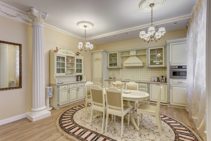 lighting in the interior of a classic kitchen