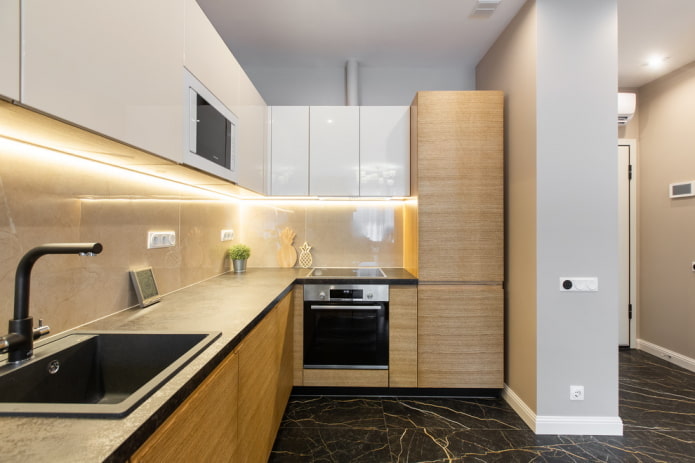 example of a spacious kitchen in the hallway