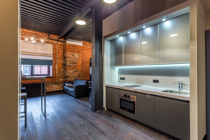 lighting in the interior of the kitchen-hallway