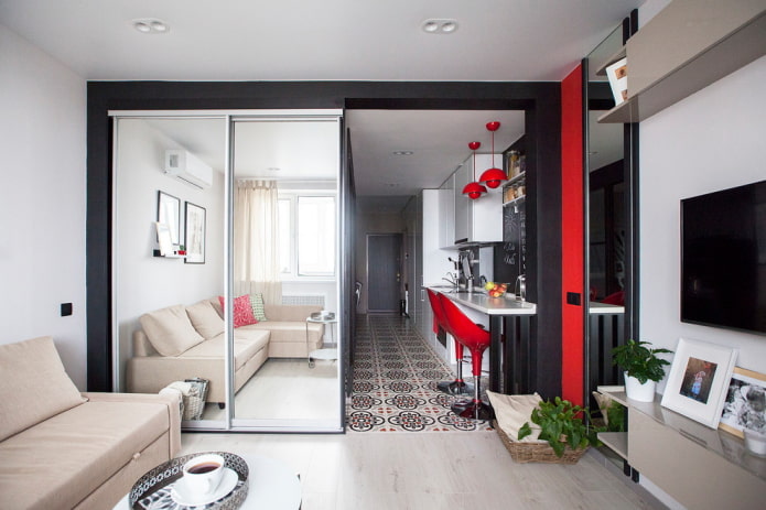 kitchen design in the hallway interior