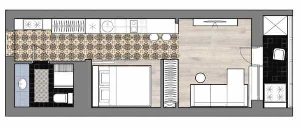 kitchen layout in the hallway in the studio