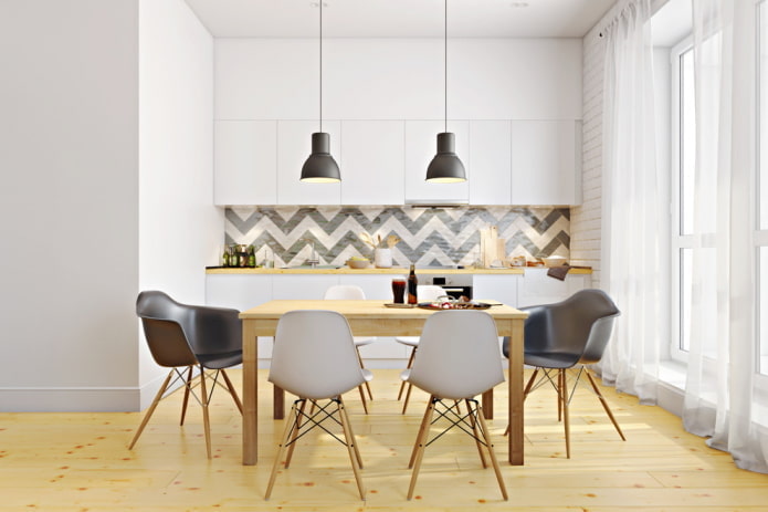 Lamps above the table
