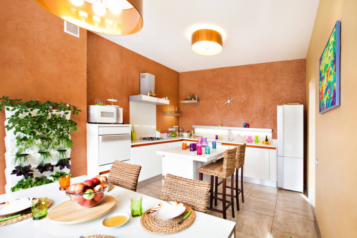 White and terracotta kitchen