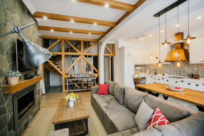 Living room with a fireplace