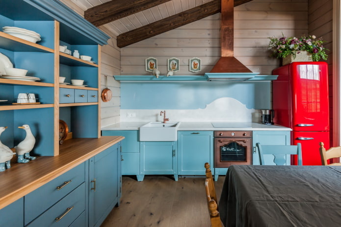 furniture in the kitchen interior in a rustic country style