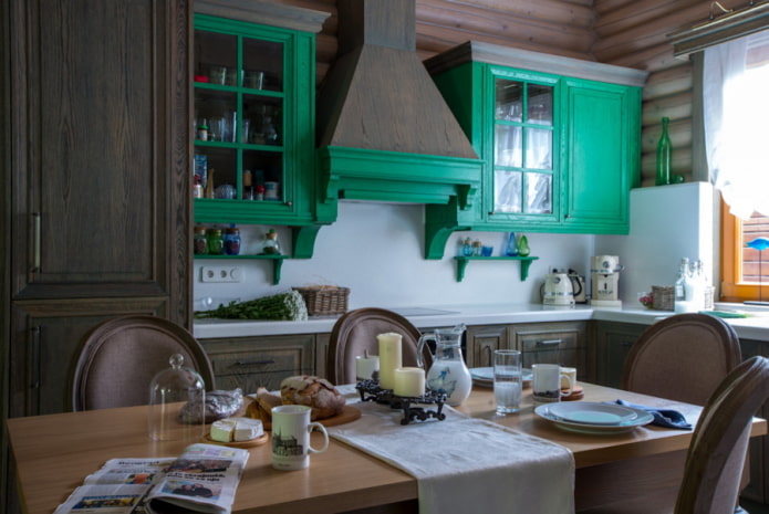 decor and lighting in the kitchen in a rustic country style