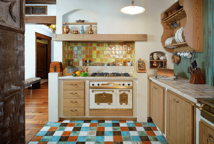 small-sized kitchen in a rustic country style