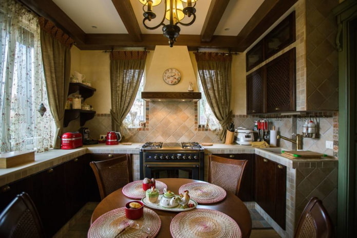 small-sized kitchen in a rustic country style