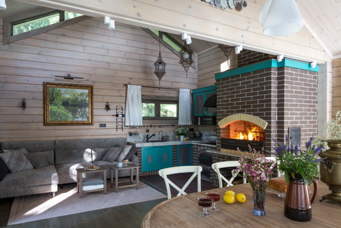 kitchen-living room in country style