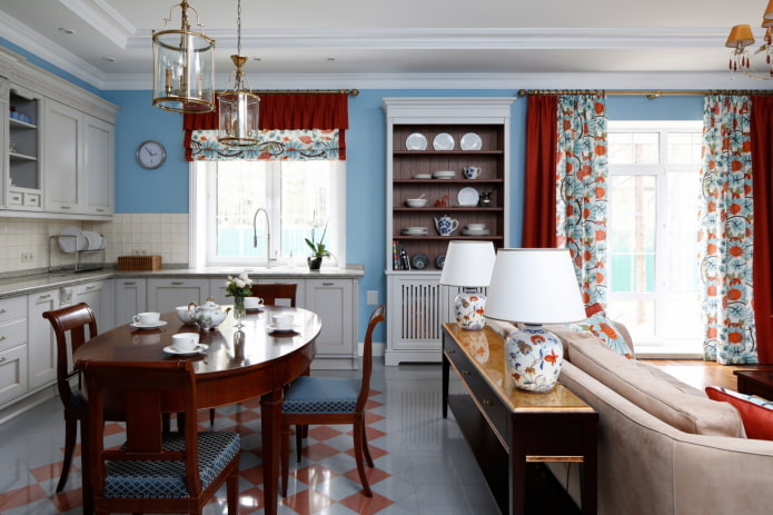 country style kitchen-living room