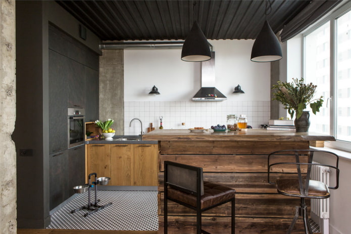 wooden bar counter
