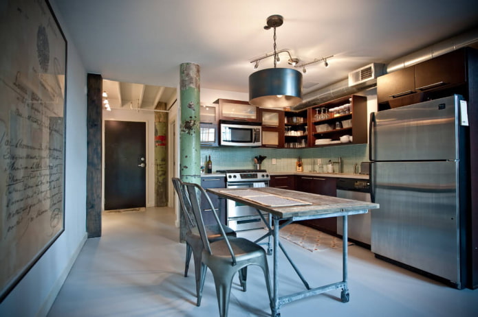 corner kitchen with open shelves