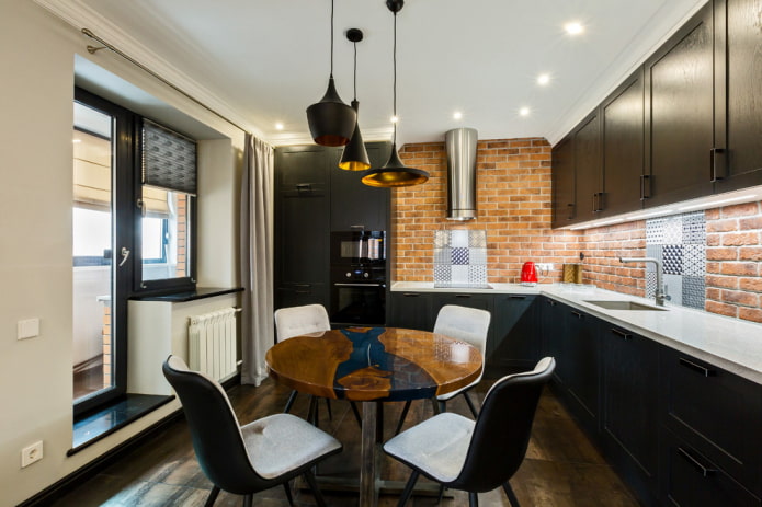 river table in the kitchen
