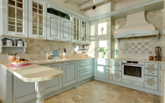 furniture in the interior of the kitchen in the Provencal style