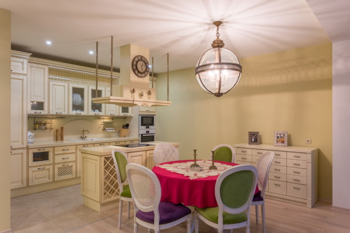 lighting in the interior of the kitchen in the Provencal style