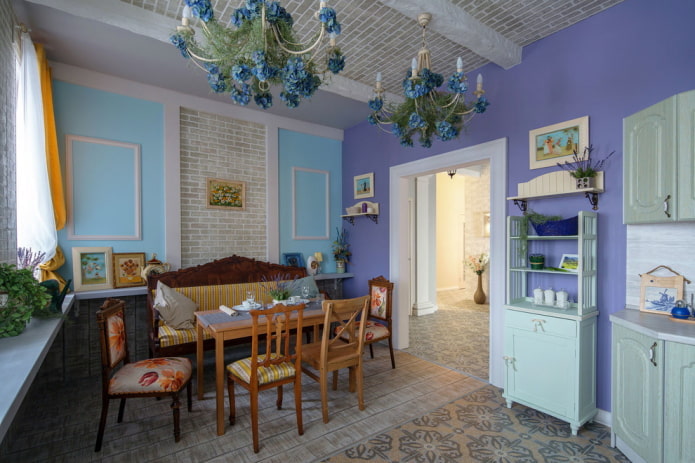 furniture in the interior of the kitchen in the Provencal style