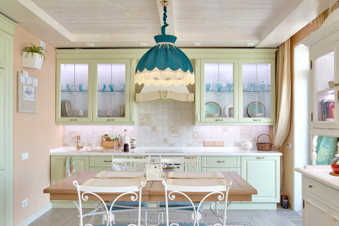 lighting in the interior of the kitchen in the Provencal style