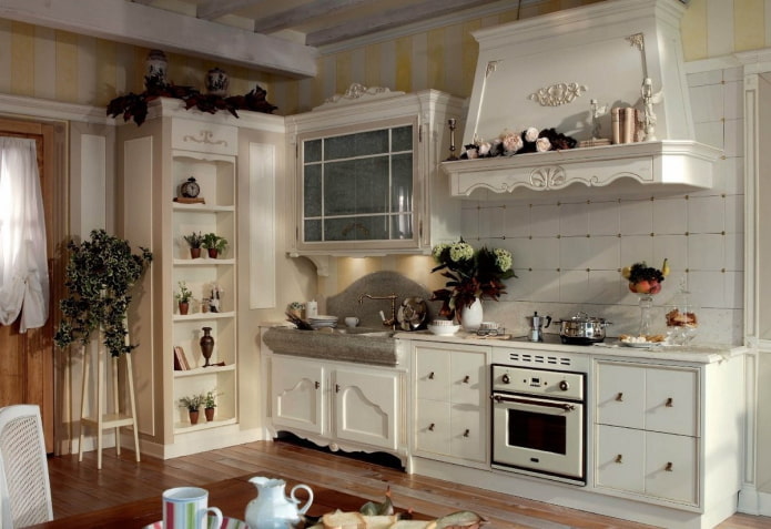 decor in the interior of the kitchen in the Provencal style