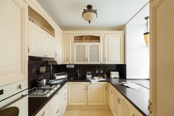 Provence style in the interior of a beige kitchen