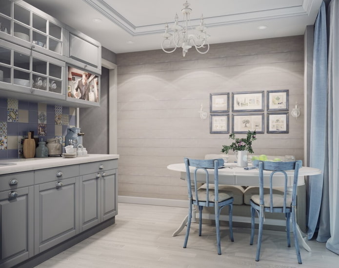 Provence style in the interior of a gray kitchen