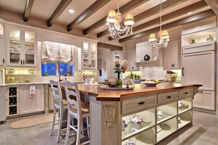 decor in the interior of the kitchen in the Provencal style