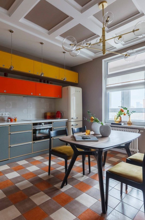 bright kitchen in retro style