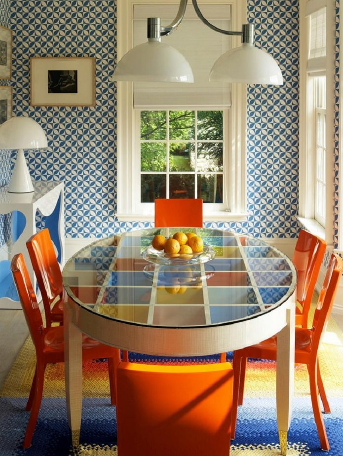 bright chairs on kitchen