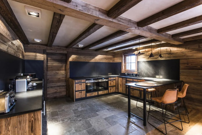 spacious kitchen in a country house