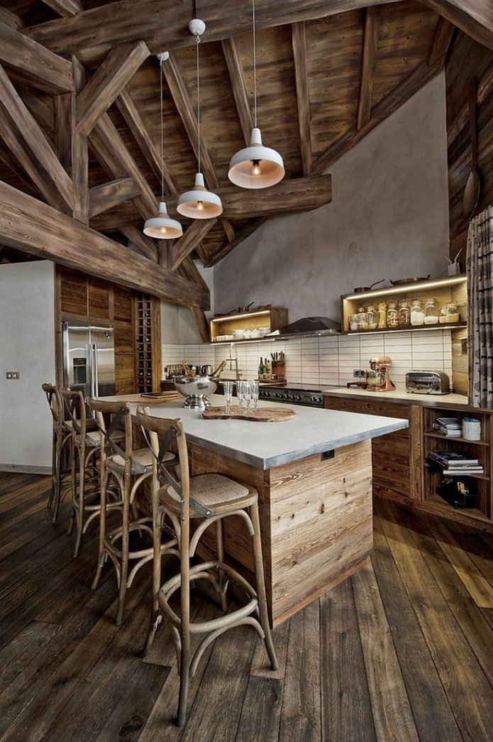 kitchen with an island in a private house