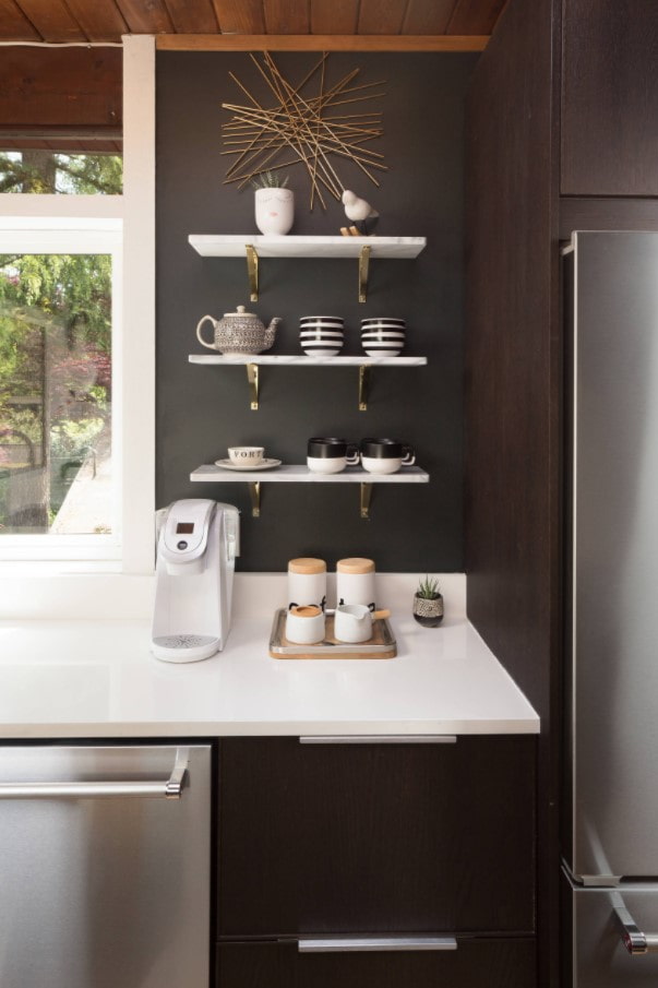white countertop in the kitchen