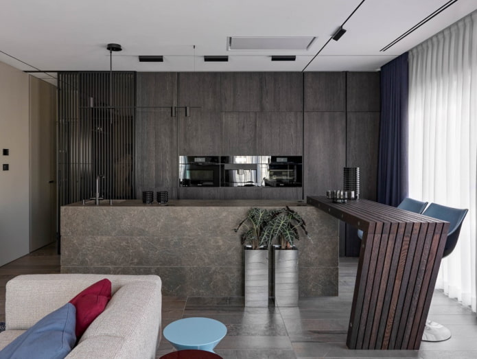 dark kitchen under the ceiling