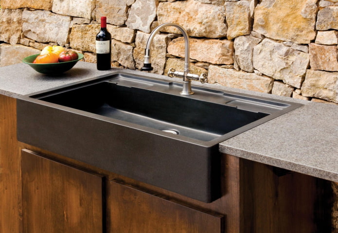 inset sink in the kitchen interior