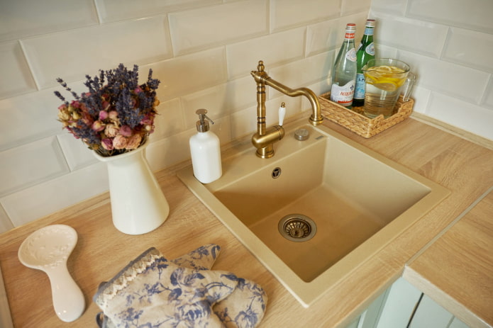 square sink made of artificial stone