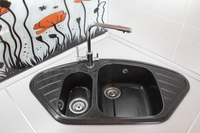 corner sink made of artificial stone
