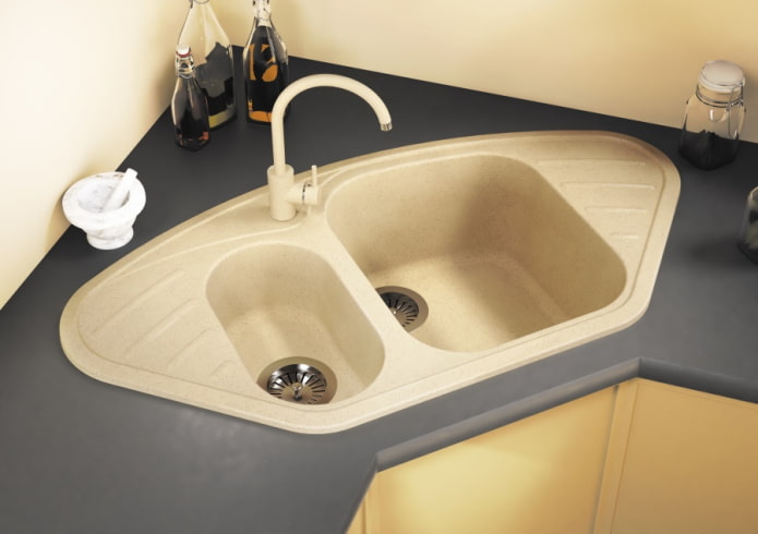 corner sink made of artificial stone