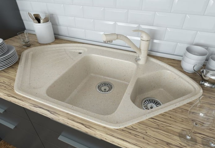 trapezoidal sink made of artificial stone