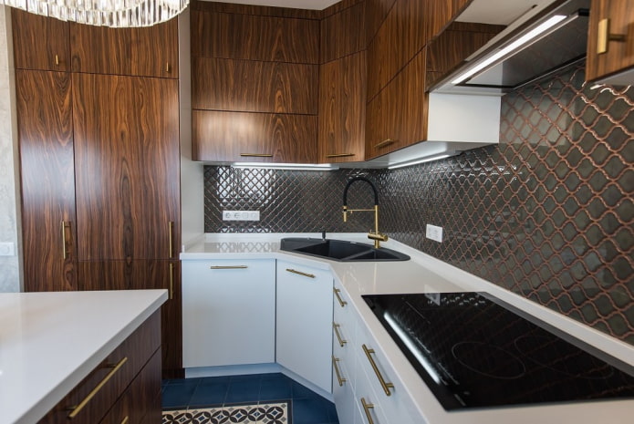 artificial stone sink in the kitchen interior
