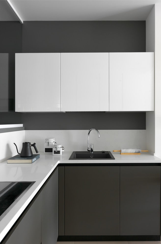 sink made of artificial stone in the kitchen interior