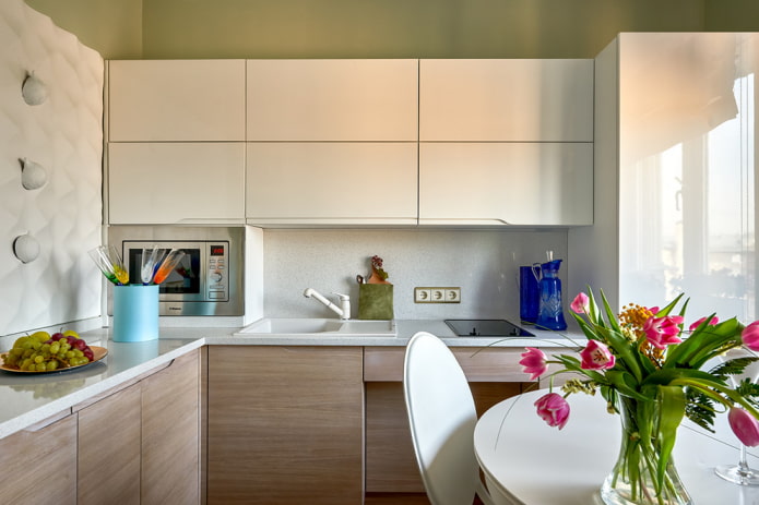 sink made of artificial stone in the kitchen interior