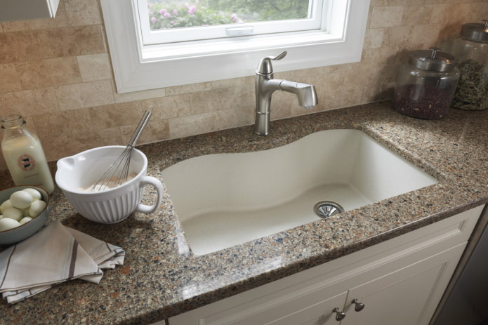 figured sink made of artificial stone