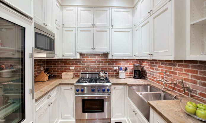 brick in the kitchen interior