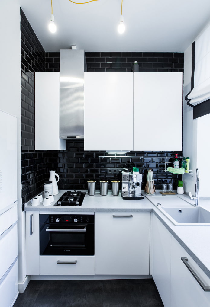 black and white kitchen