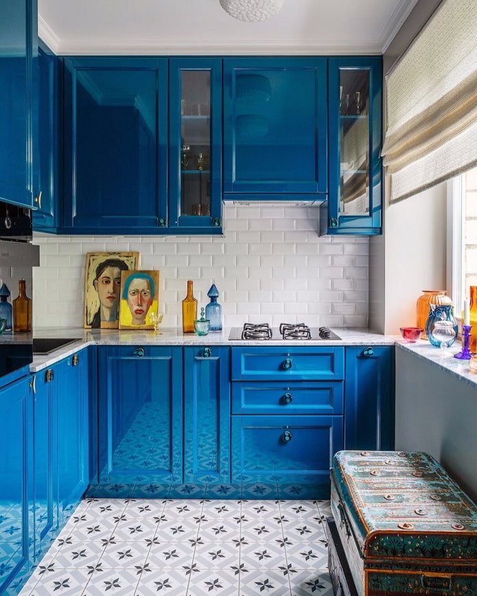 blue kitchen set