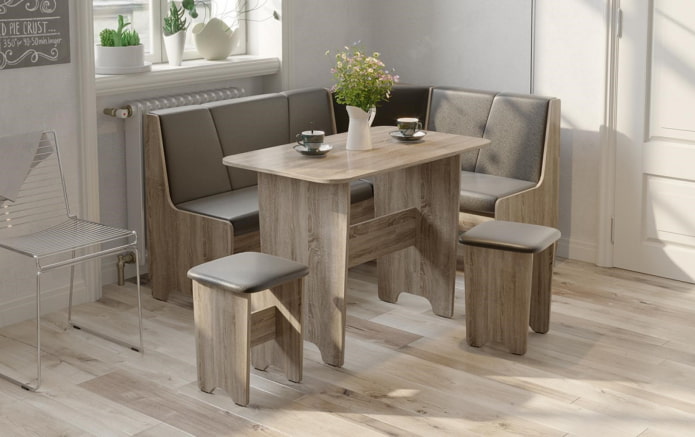 combined furniture corner in the kitchen