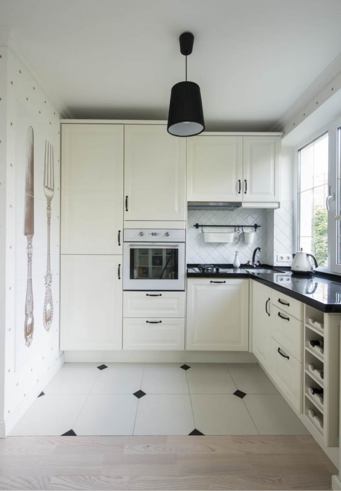 corner kitchen set under the window