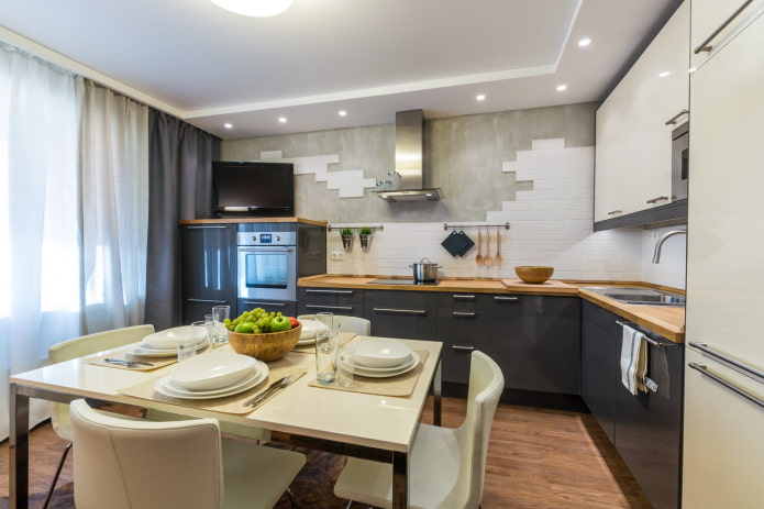 corner kitchen with tall case