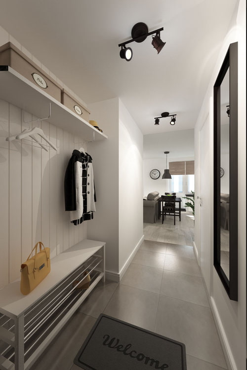 hallway in the design of a studio apartment of 33 sq. m.